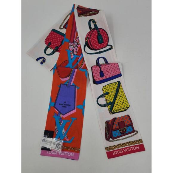 Louis Vuitton Red White multicolor LV Monogram Silk Bandeau - Picture 1 of 9